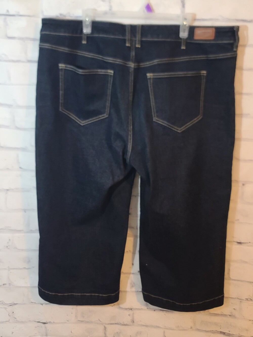 Lands' End Mid Rise Wide Leg Crop Jeans Dark Wash Blue Sz 22W - Picture 2 of 6